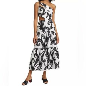 Milly Black and White Printed Dress with Cutout Detail